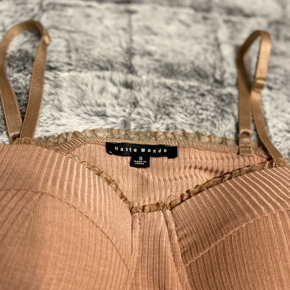 Taupe bodysuit; Size small with a built-in push-up; NBW